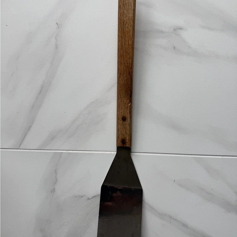 Vintage Stainless Steel BBQ Spatula Wood Handle Large